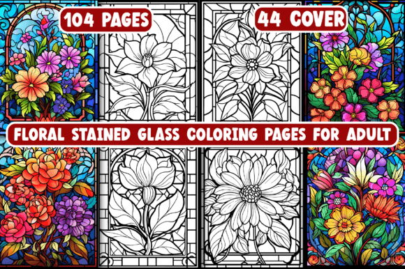 104 Floral Stained Glass Coloring Pages