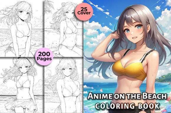 200 Anime on the Beach Coloring Pages
