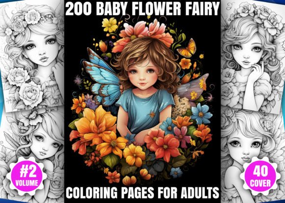 200 Baby Flower Fairy Coloring Pages-KDP
