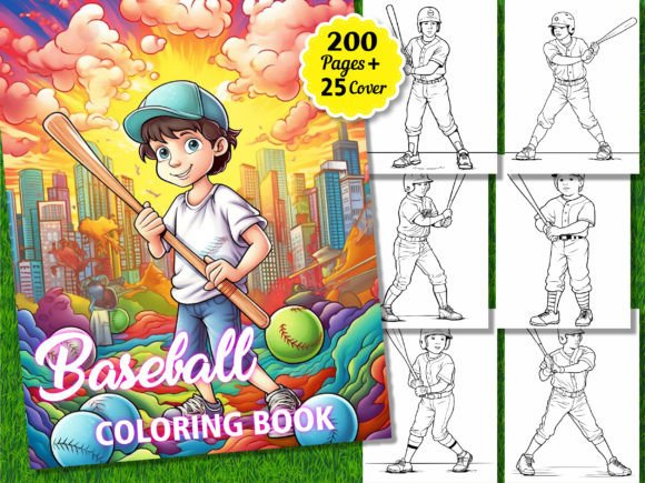 200 Baseball Coloring Pages for Kids KDP