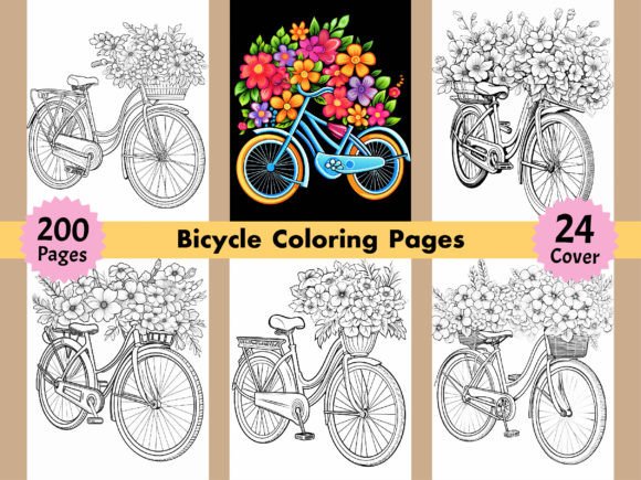 200 Bicycle Coloring Pages for Adults