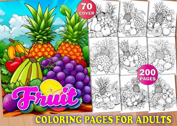 200 Fruit Coloring Pages for Adults KDP