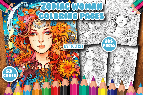 205 Zodiac Woman Coloring Pages for V-1