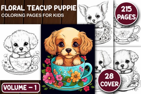 215 Floral Teacup Puppie Coloring Pages