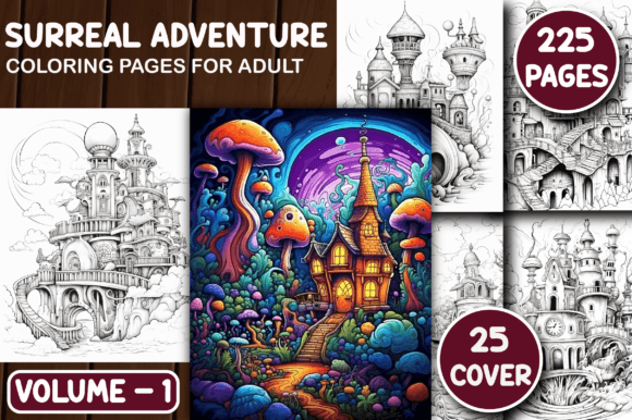 225 Surreal Adventure Coloring Pages