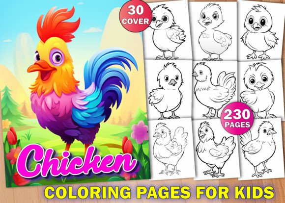 230 Chicken Coloring Pages for Kids KDP