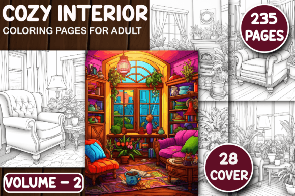 235 Cozy Interior Coloring Pages V - 2