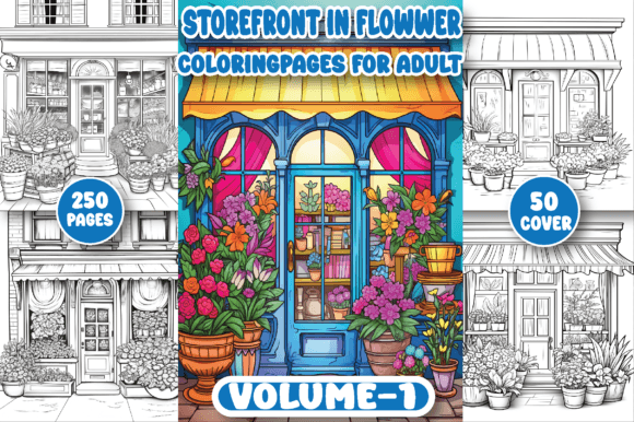 250 Storefront in Flower Coloring Pages