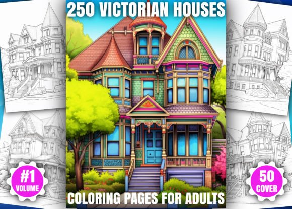250 Victorian Houses Coloring Pages- KDP