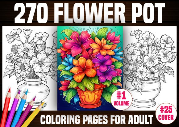 270 Flower Pot Coloring Pages - KDP