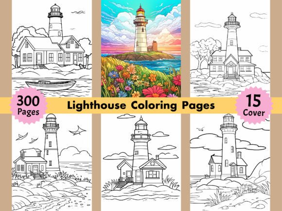 300 Beautiful Lighthouse Coloring Pages