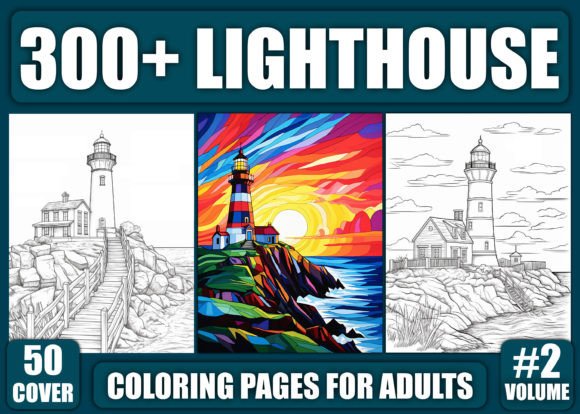 300 Lighthouse Coloring Pages - KDP