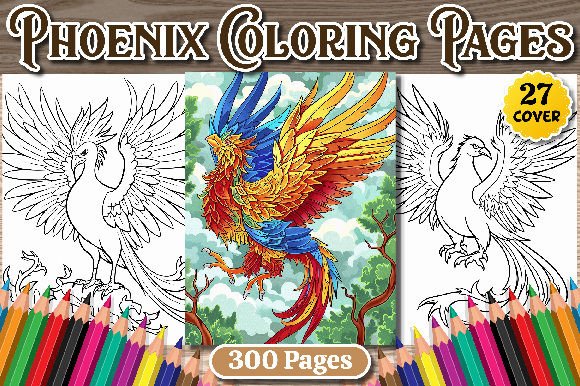 300 Phoenix Coloring Pages for Adults