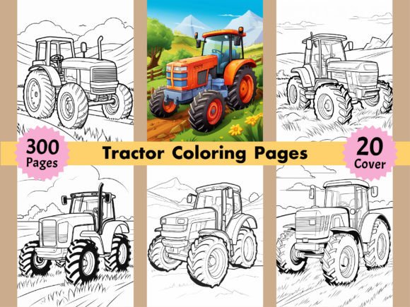 300 Tractor Coloring Pages for Kids KDP