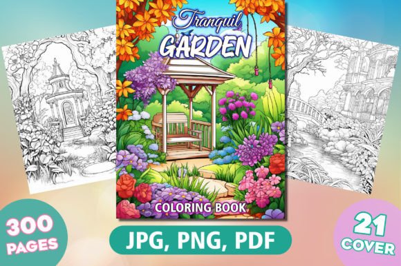 300 Tranquil Garden Coloring Pages Kdp