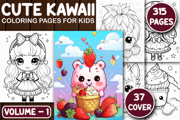 315 Cute Kawaii Coloring Pages V - 1: A Ready-to-Use Digital Coloring Bundle for Creators & Educators
