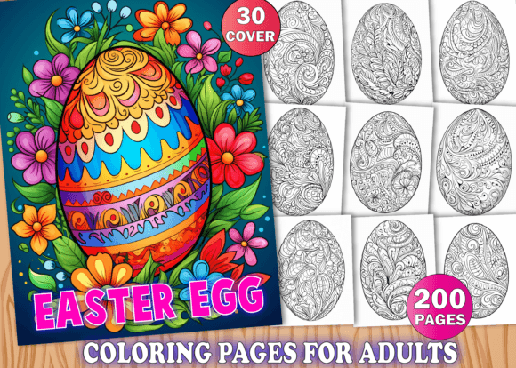 Adults Easter Egg Coloring Pages for KDP