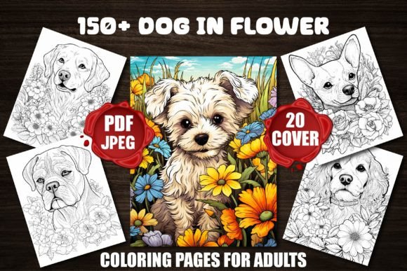Dog in Flower Coloring Pages