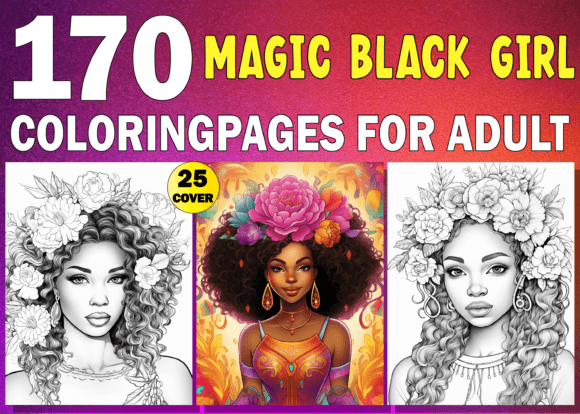 Magic Black Girl Coloring Book for Adult
