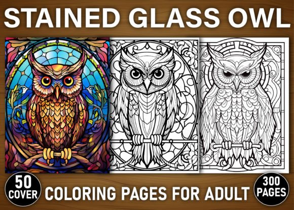 Stained Glass Owl Coloring Pages for KDP